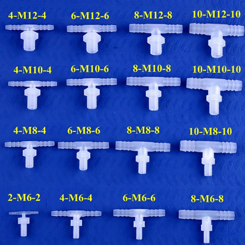 Plastic Male Thread 3-Way Hose Barb Connector — BSP & Metric, Equal Diameter