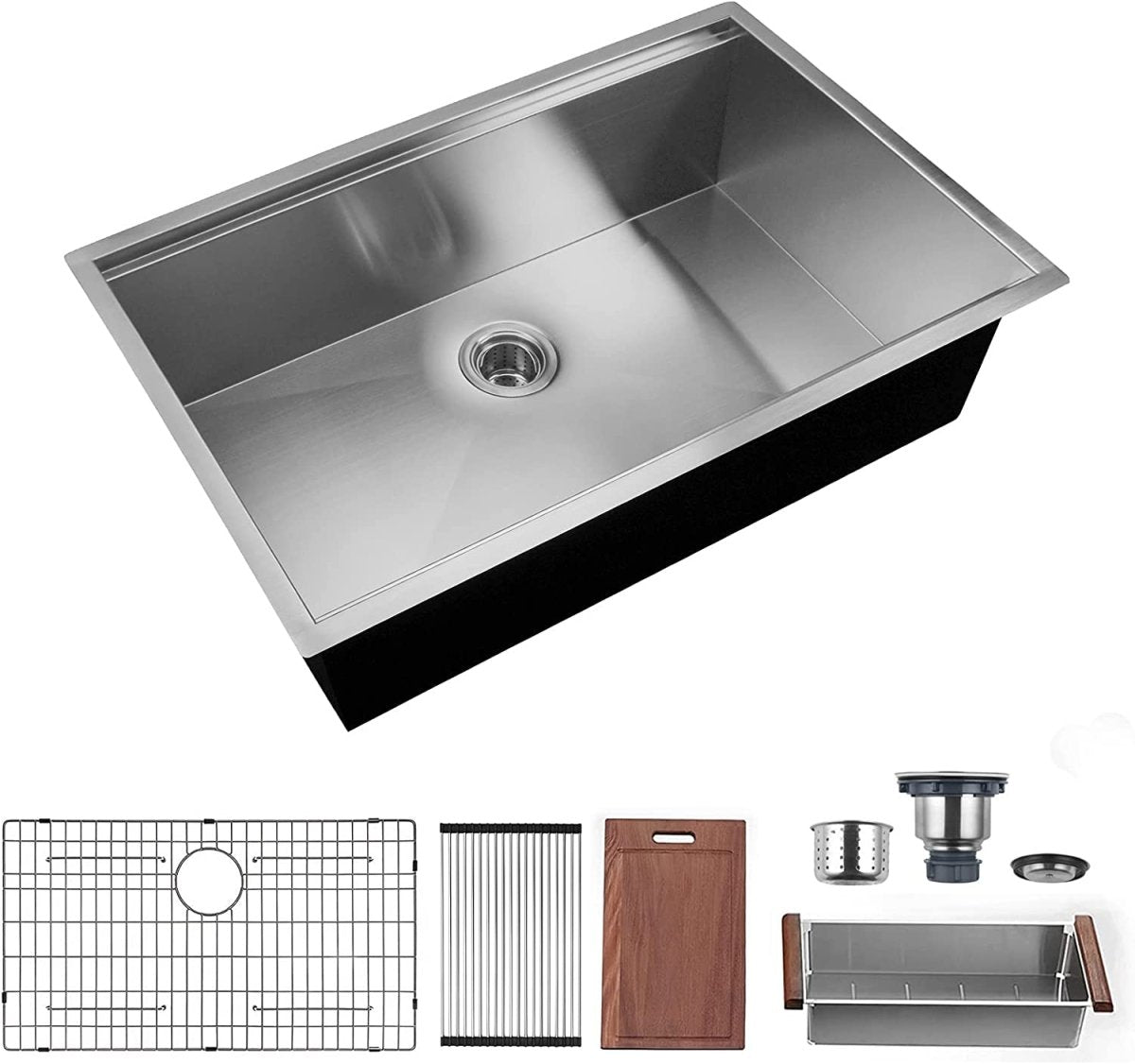 32x19 Inch Kitchen Sink Stainless Steel Single Blow Workstation Underment Kitchen Sink 18 Gauge - HomeDIYer