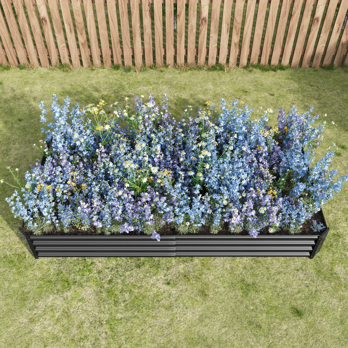Raised Garden Bed Kit - Metal Raised Bed Garden Flower Planters, Vegetables Herb Black Green Silver - HomeDIYer