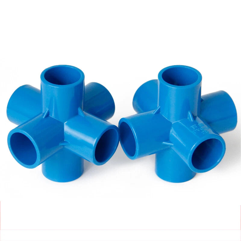 PVC 3 4 5 6-Way Elbow Connector Coupling Pipe Fittings Dia 20 25 32 40 50mm Blue