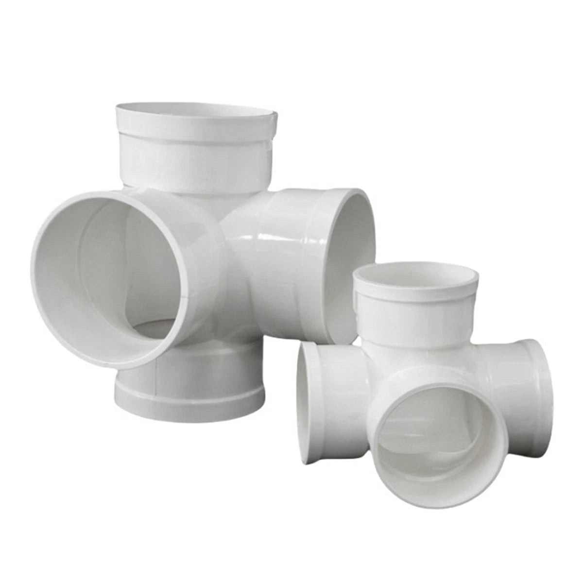 PVC 4-Way Cubic Equal Reducer Drainage Pipe Connectors Tube Fittings Adapters