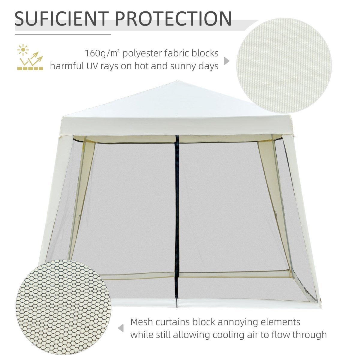 Outsunny 10'x10' Outdoor Canopy Tent, Slant Leg Sun Shelter with Mesh Sidewalls, Patio Tents for Parties, Cream White - HomeDIYer