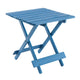 Folding Square Solid Wood Patio Table – Portable Outdoor Side Table in Blue