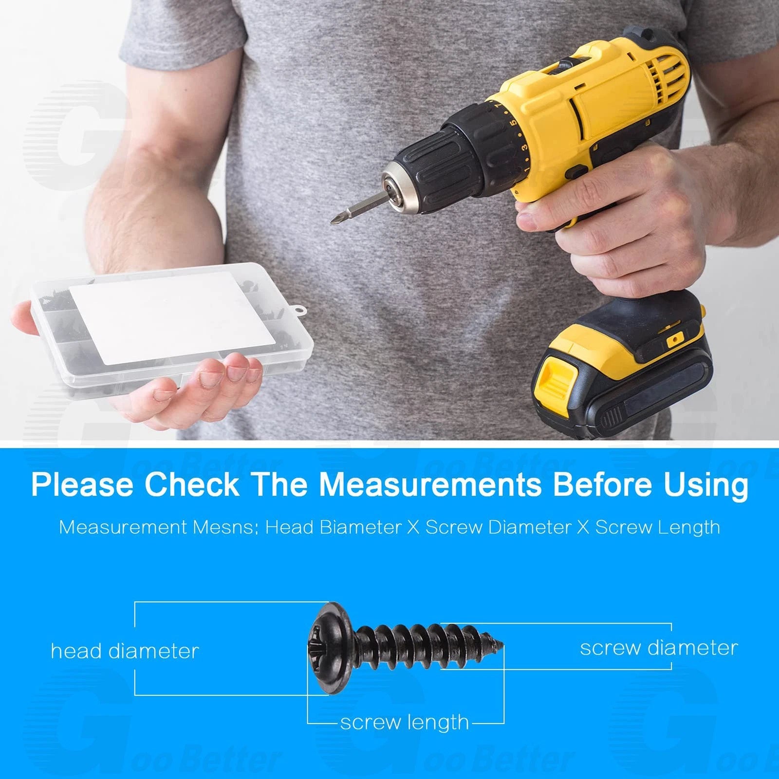 340pcs Phillips Pan Head Self Tapping Screws Kit – M3 M3.5 M4 M4.8, Black Carbon Steel