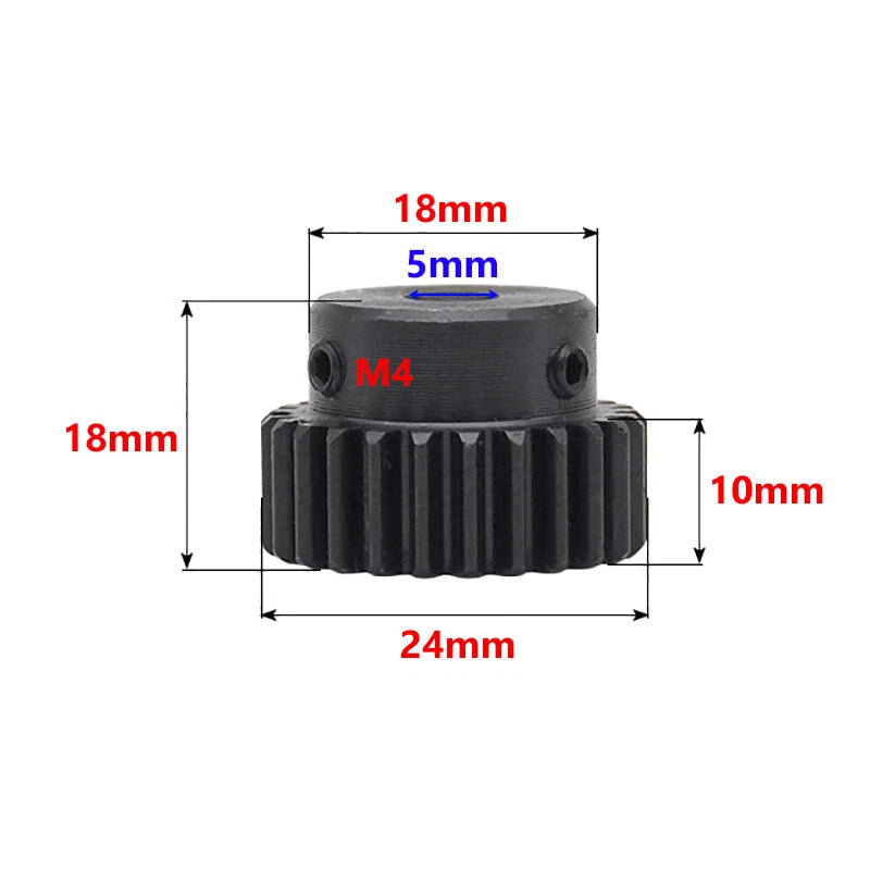 1 Mod 22 Teeth Spur Gear Motor Pinion Gears with Set Screws Black Oxide Steel