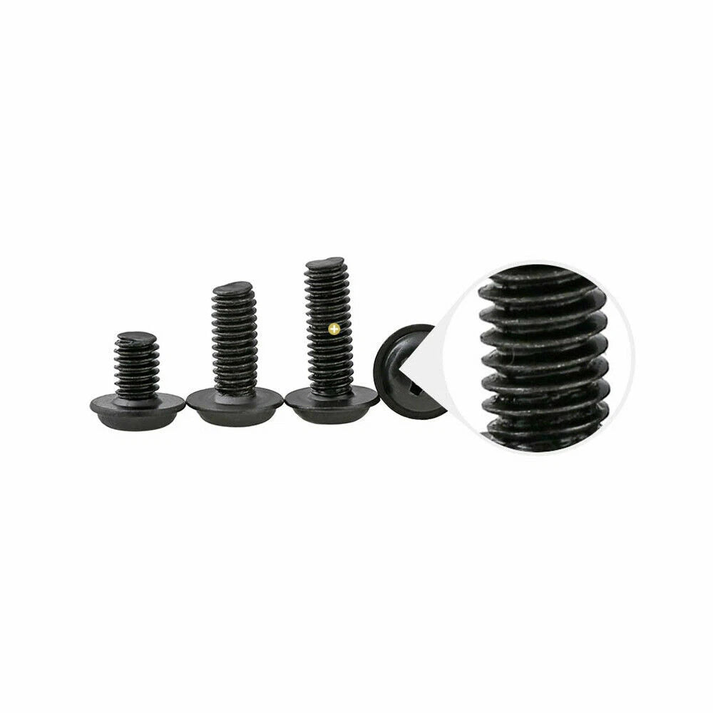 Black Zinc Flange Phillips Pan Head Machine Screws M1.4 M2 M2.5 M3 M4 M5 M6 — Washer-Free Metric Bolts