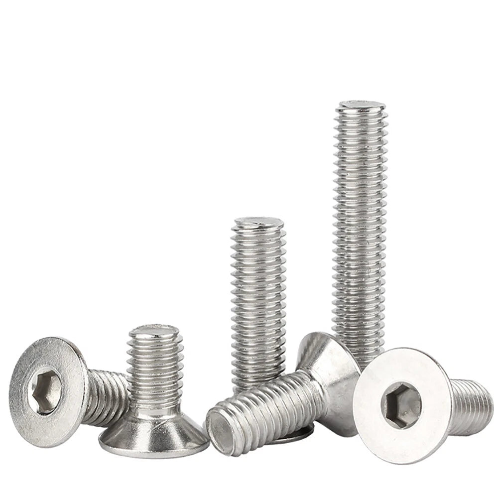 M1.6-M16 A2 Stainless Steel Hex Socket Countersunk Flat Head Screws | 10 PCS