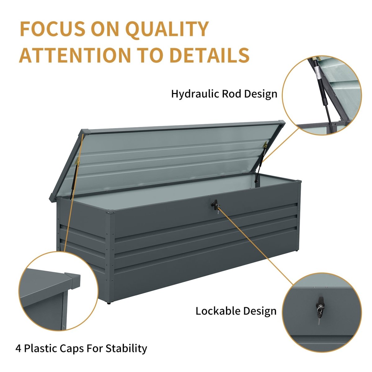 260 Gallon Metal Outdoor Deck Box - Waterproof Lockable Storage with Tabletop - HomeDIYer