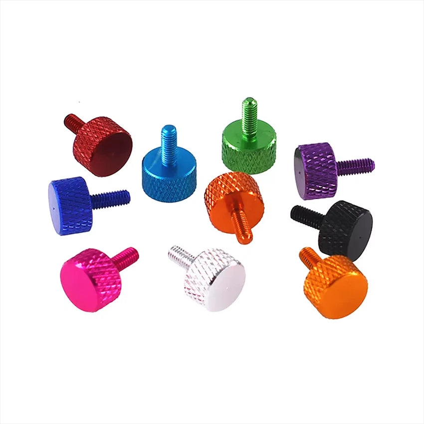 M3 Coloured Aluminum Knurled Thumb Screws – Flat Head Hand Grip Bolts