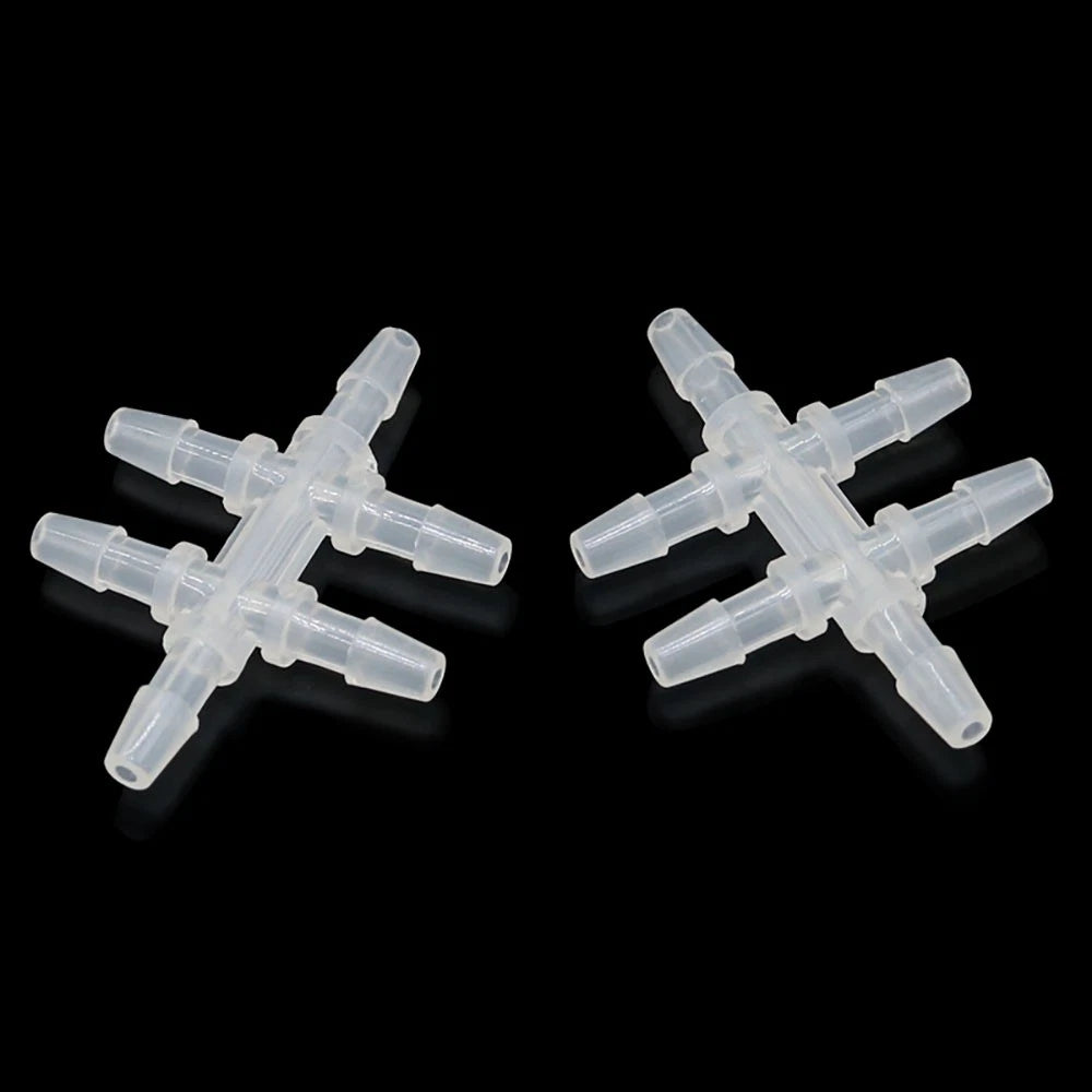 6-Way Plastic Barbed Hose Connector — Pipe Splitter Tubing Fitting (3.9mm–7.9mm)
