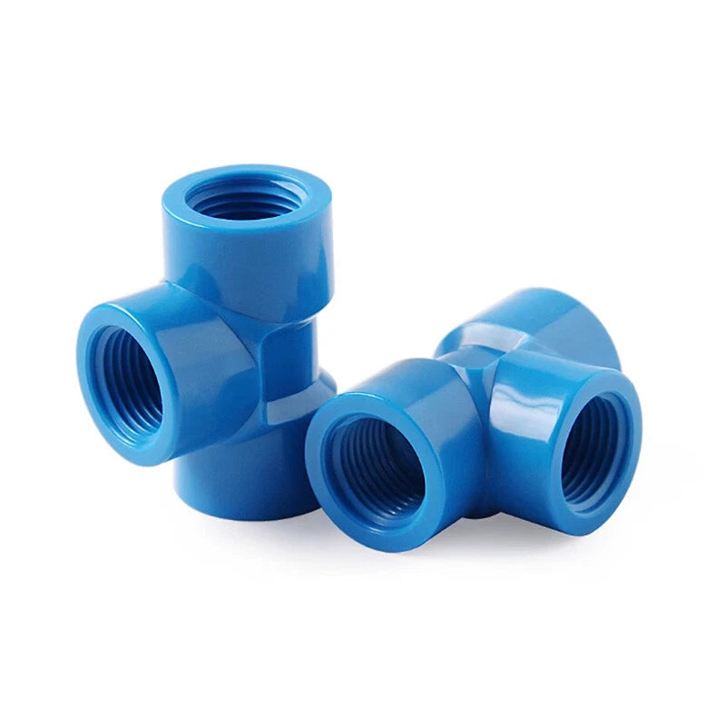 PVC Female Threaded Pipe Fittings Equal Socket Straight Tee Elbow 1 2" 3 4" 1"