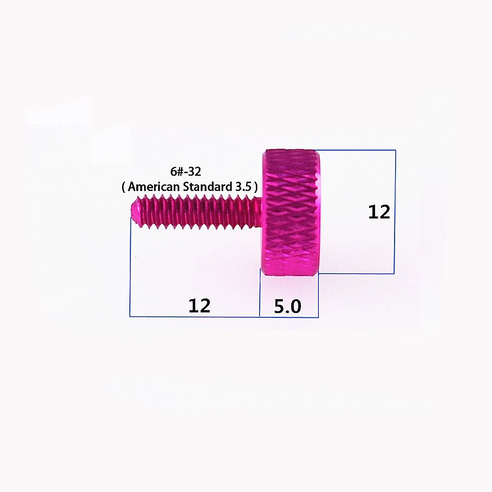 UNC 6 - 32 x 12mm Flat Head Aluminum Thumb Screws — Anodized, 10 Colors, Multi - Pack - HomeDIYer