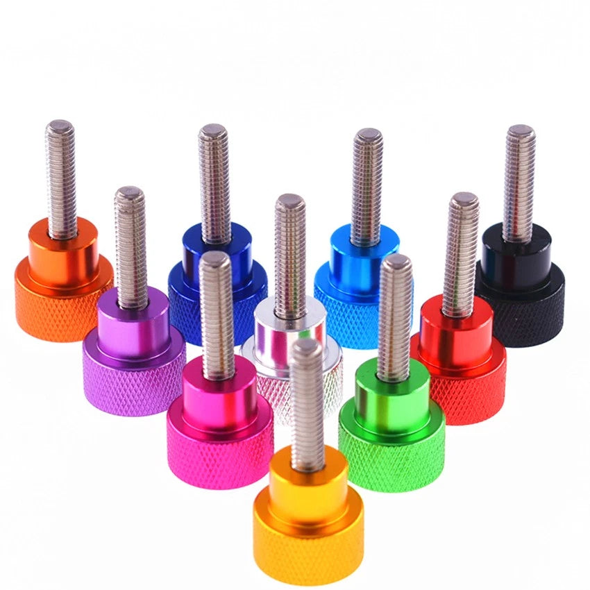 #6-32 UNC Knurled Thumb Screws – Aluminium, Anodized Colors, 4–20mm