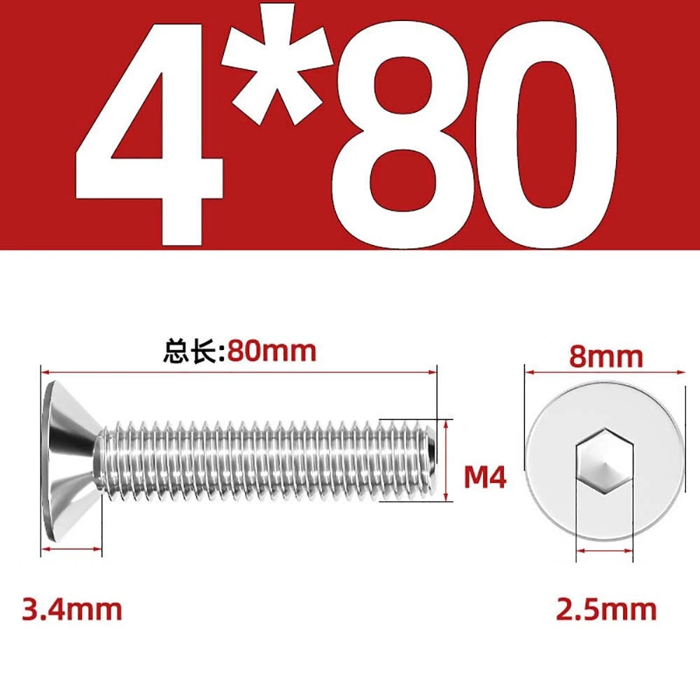 Countersunk Hex Socket Screws – A2 Stainless Steel, M2 to M16, DIN 7991, Fully Threaded