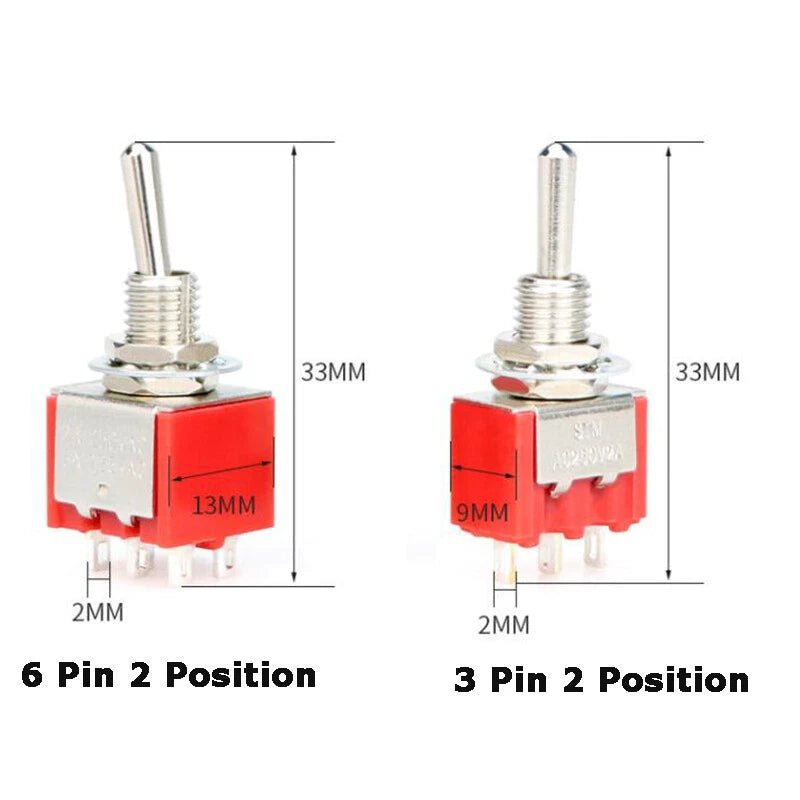 On/Off Metal Toggle Switch AC 125V/250V — MTS-102 103 202 203
