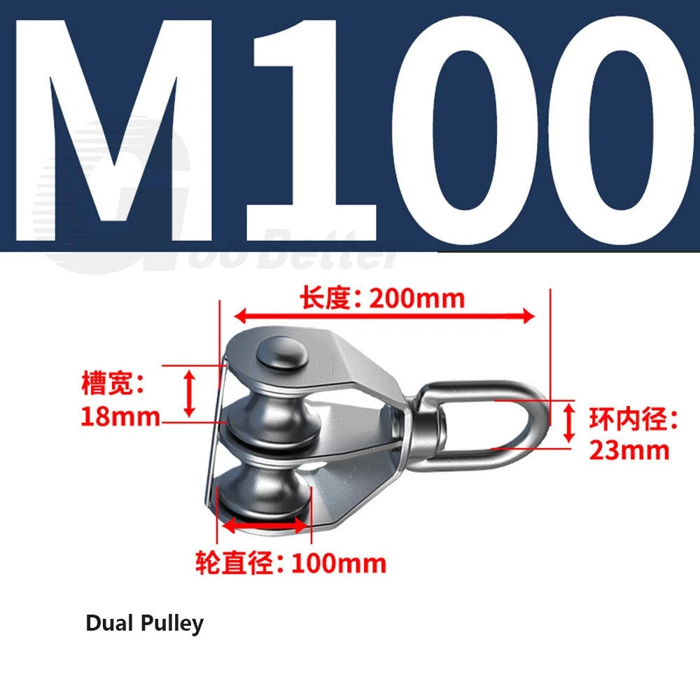 Lifting Rope Pulley Swivel Hanging Wire Towing Wheel Heavy Duty Stainless Steel