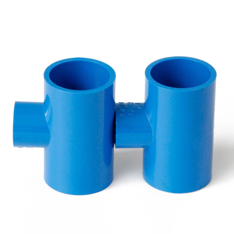 PVC Reducing Tee Pipe & Fittings Solvent Weld Pressure Adapter Connector Blue