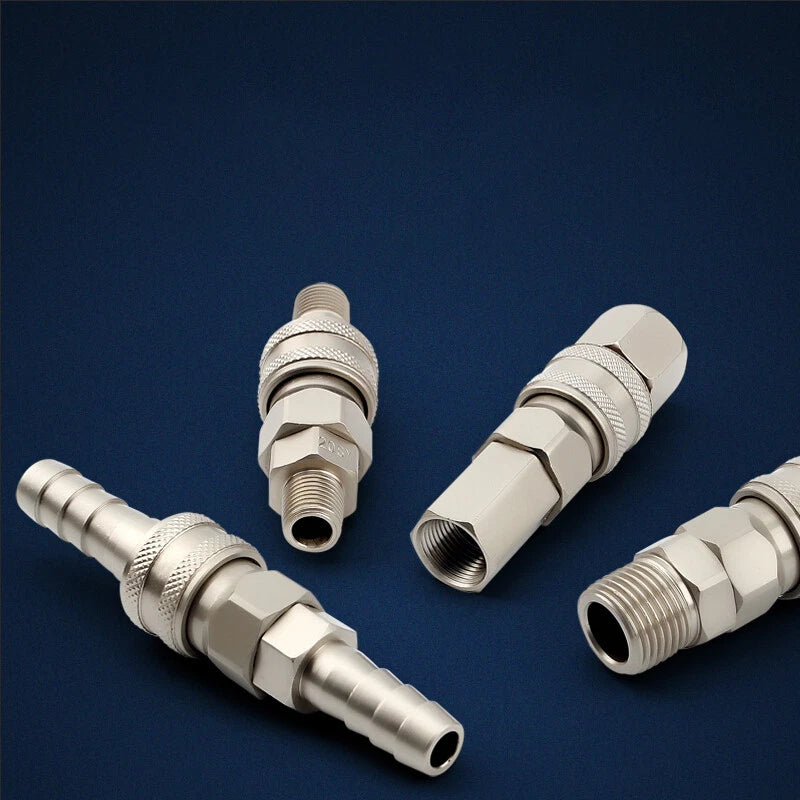 Pneumatic C-Type Quick Release Coupler Set — Self-Locking Air Hose Fitting Pair