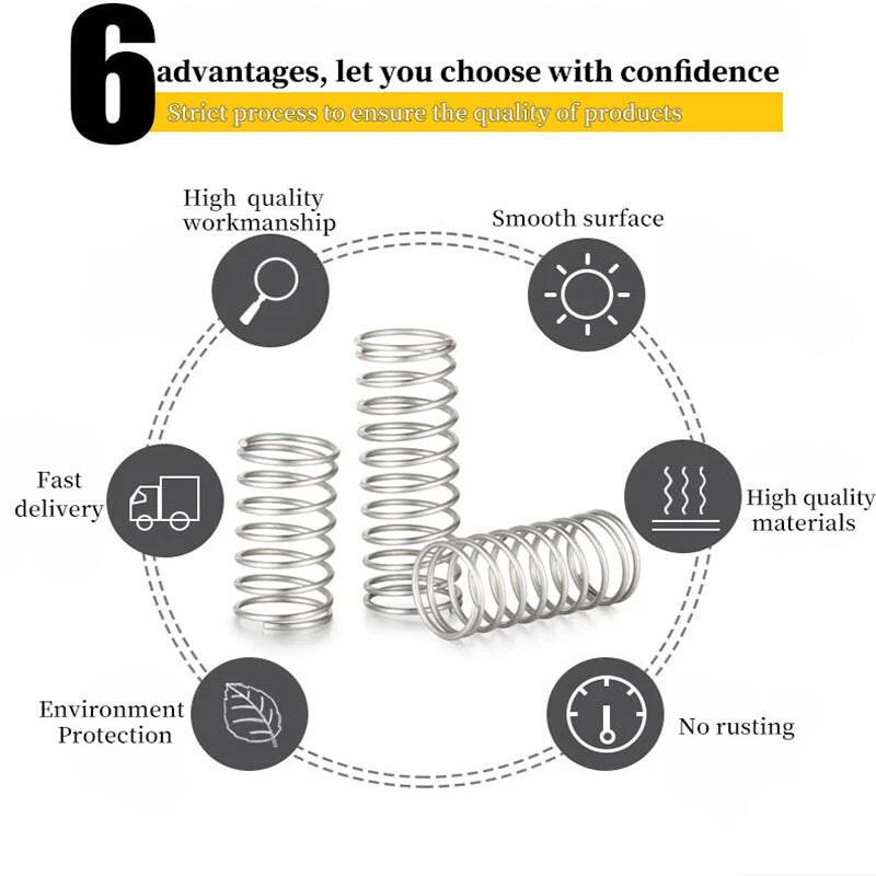 Compression Spring Wire Dia 0.4mm 304 Stainless Steel Pressure Spring 5mm-305mm