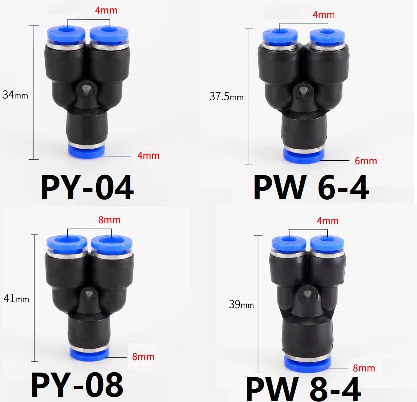 Nylon Pneumatic Push-fit Elbow Connector — Y-Shape, Cross & L-Shape | Air Line Tube Fitting