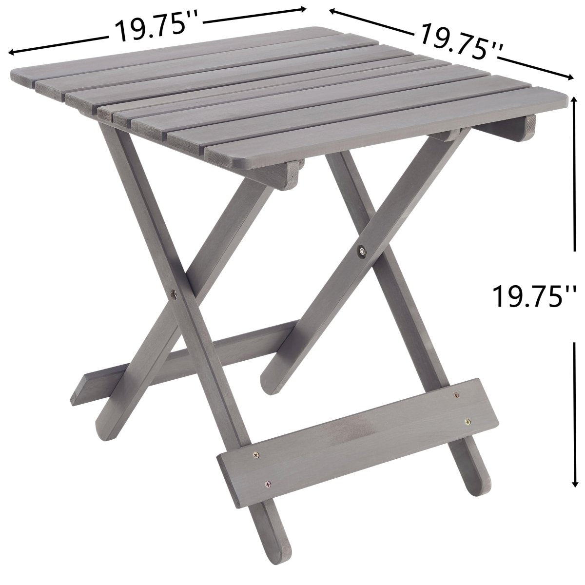 Folding Square Table Patio Outdoor solid wood Table for Backyard, Balcony, Portable Design Space - Saving Grey Color - HomeDIYer