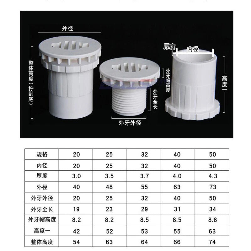 PVC Pipe Fittings Tank Stright Elbow Water Drainage For Aquarium White Blue Grey