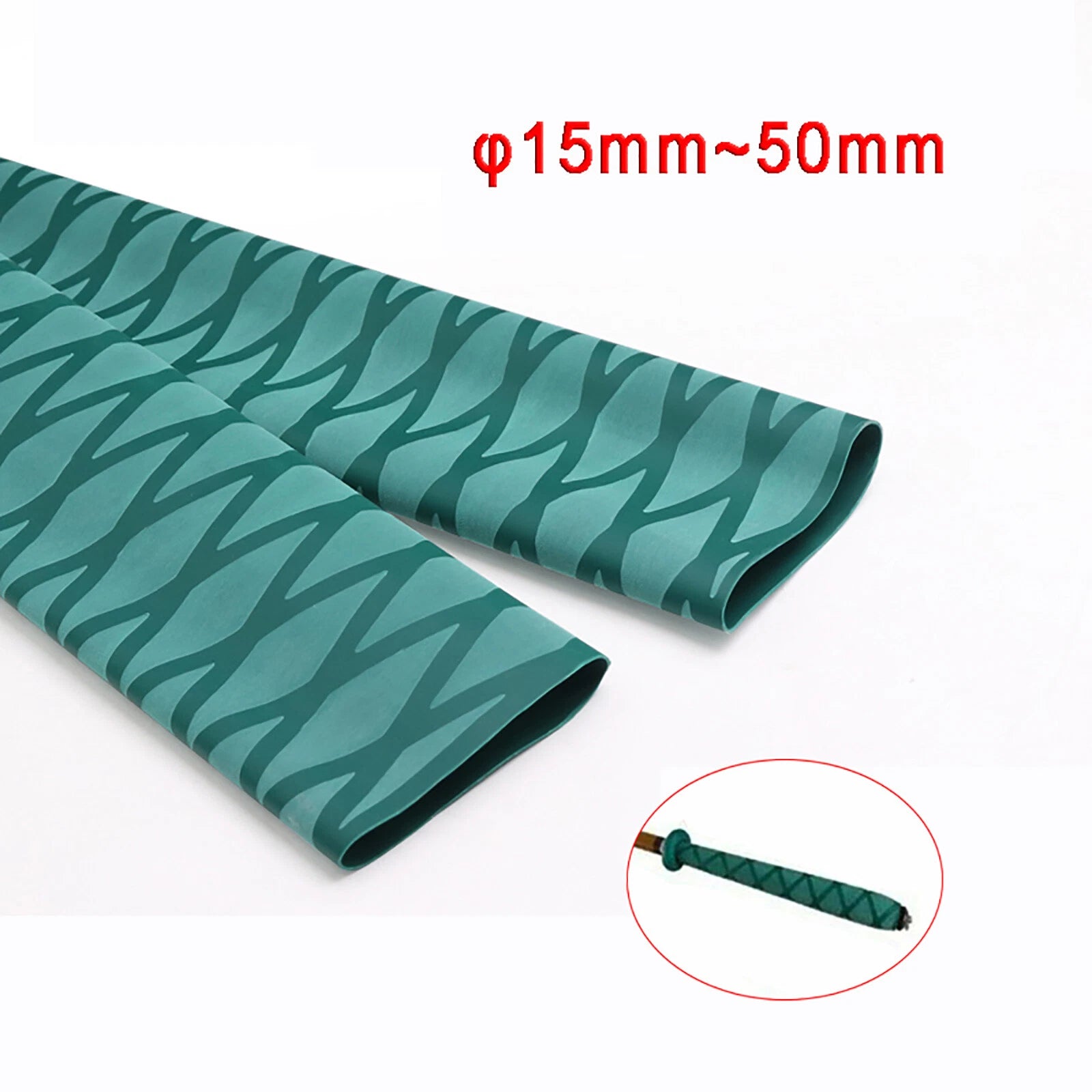 Textured Heat Shrink Tubing for Fishing Rod Handles — Non-Slip Grip Sleeve, Green