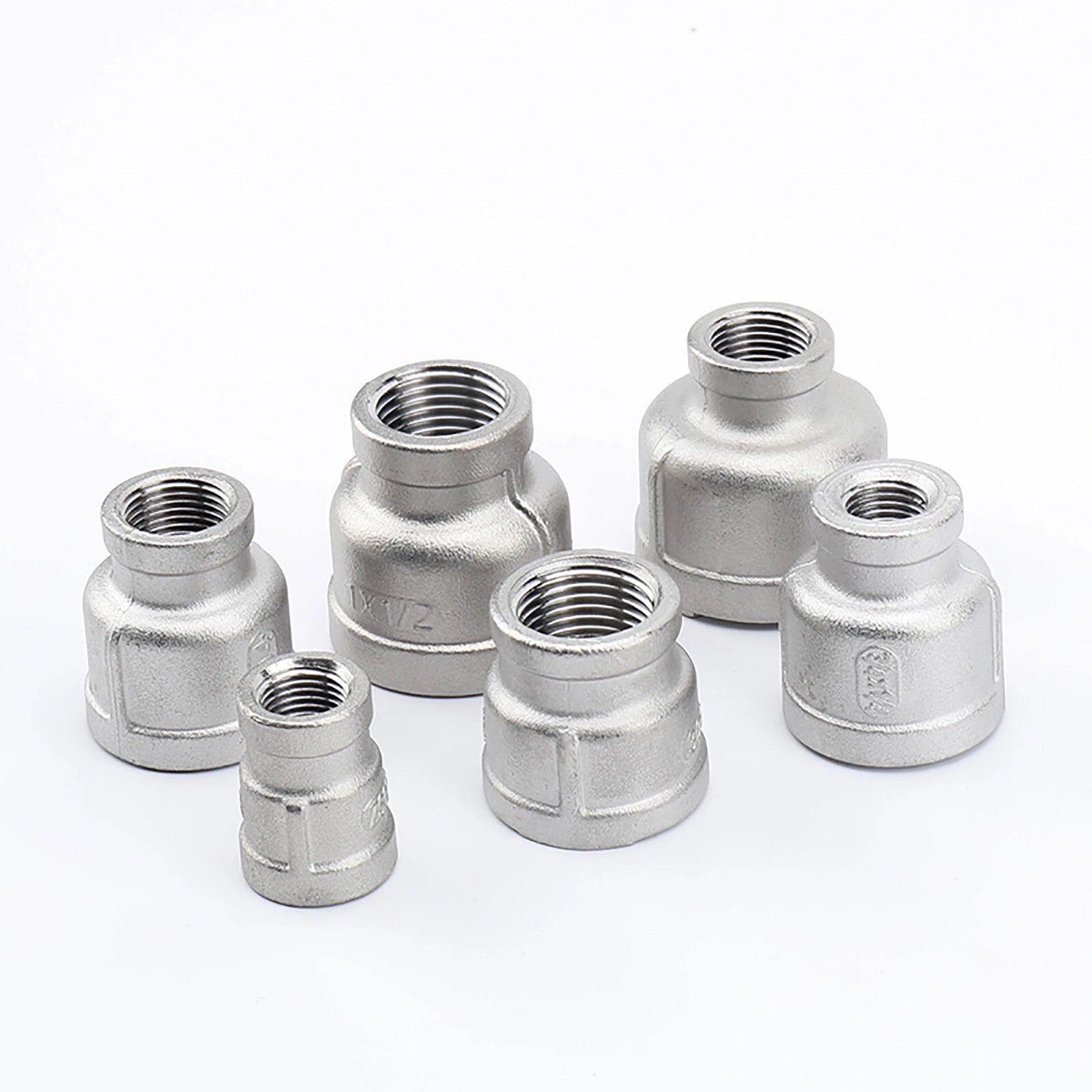 304 Stainless Steel BSP Reducing Socket Pipe Fitting Adapter — Multiple Sizes