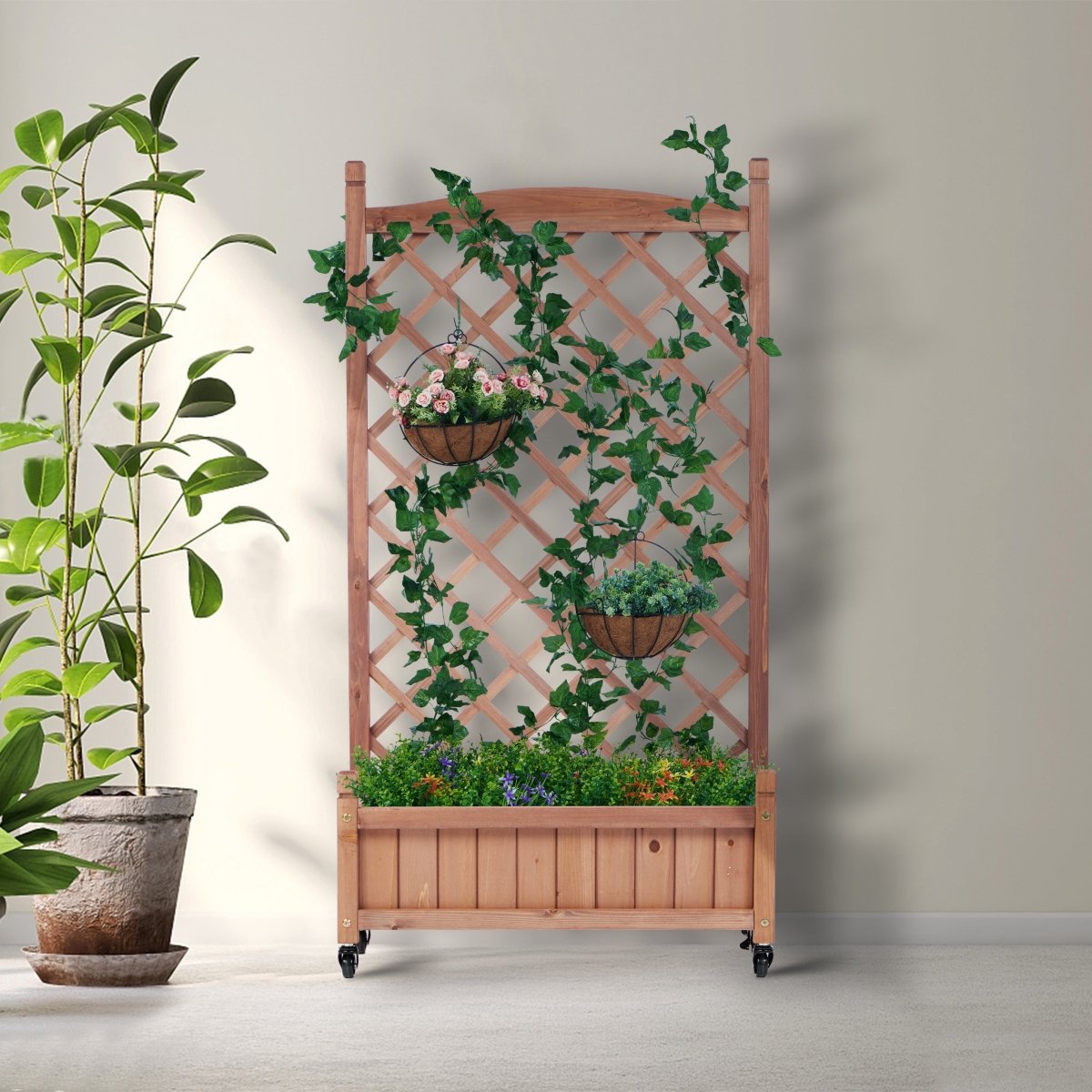 Raised Garden Bed with Legs, Elevated Wooden Planter Box for Outdoor Plants Flowers Fruits Vegetable Herb Growing - HomeDIYer