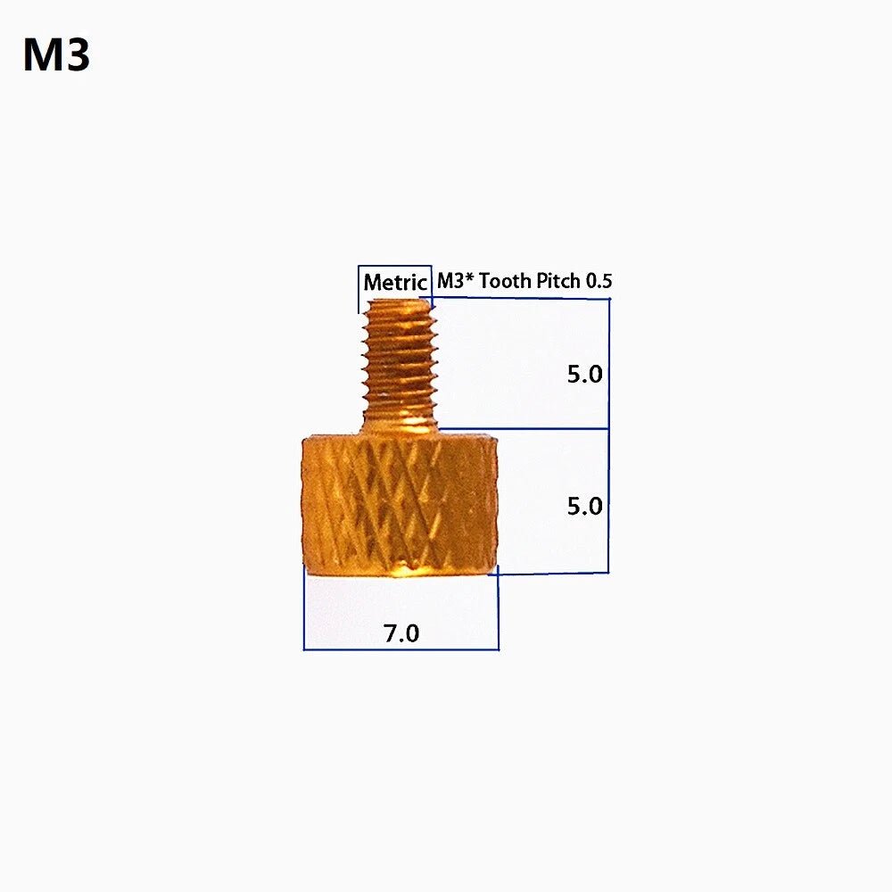M3 Aluminum Alloy Knurled Thumb Screws PC Case Hand Grip Bolts丨Head Ø7*5⁄Ø5*5 - HomeDIYer