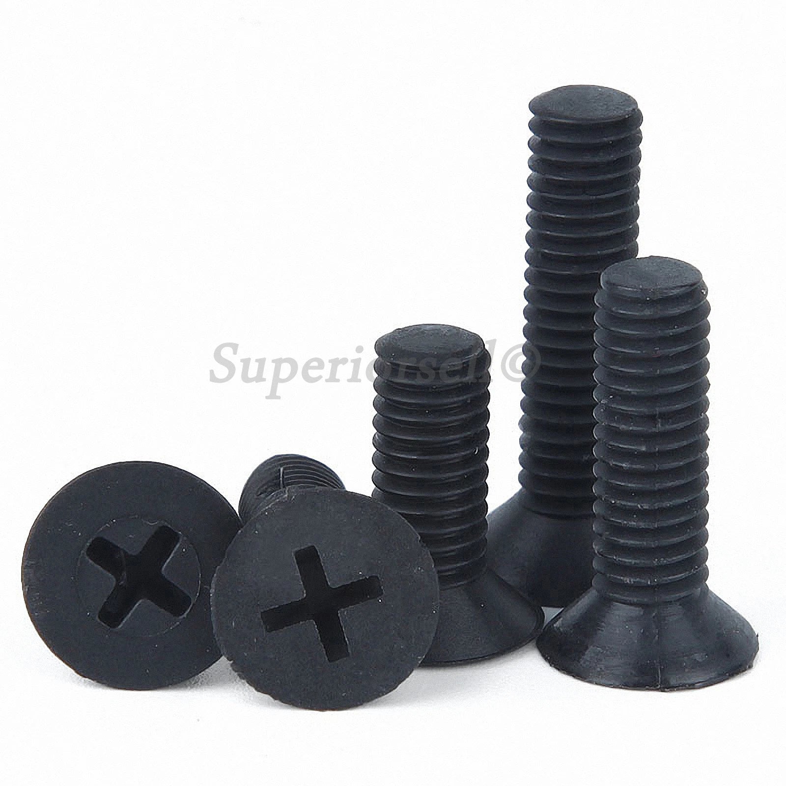 Black Nylon Phillips Flat Head Machine Screws – M2.5 M3 M4 M5 M6, Plastic, Corrosion-Resistant