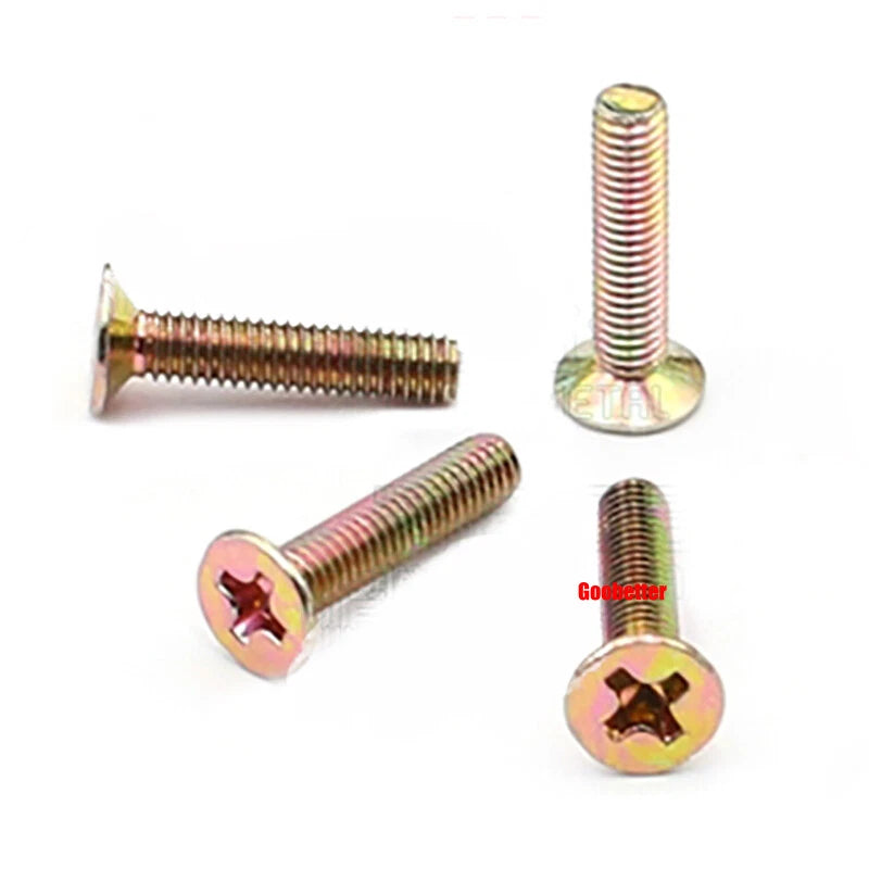 KM3 Phillips Countersunk Machine Screws – M3 x 3–18mm, Carbon or 304 Stainless, Multiple Finishes (Cross Flat Head)