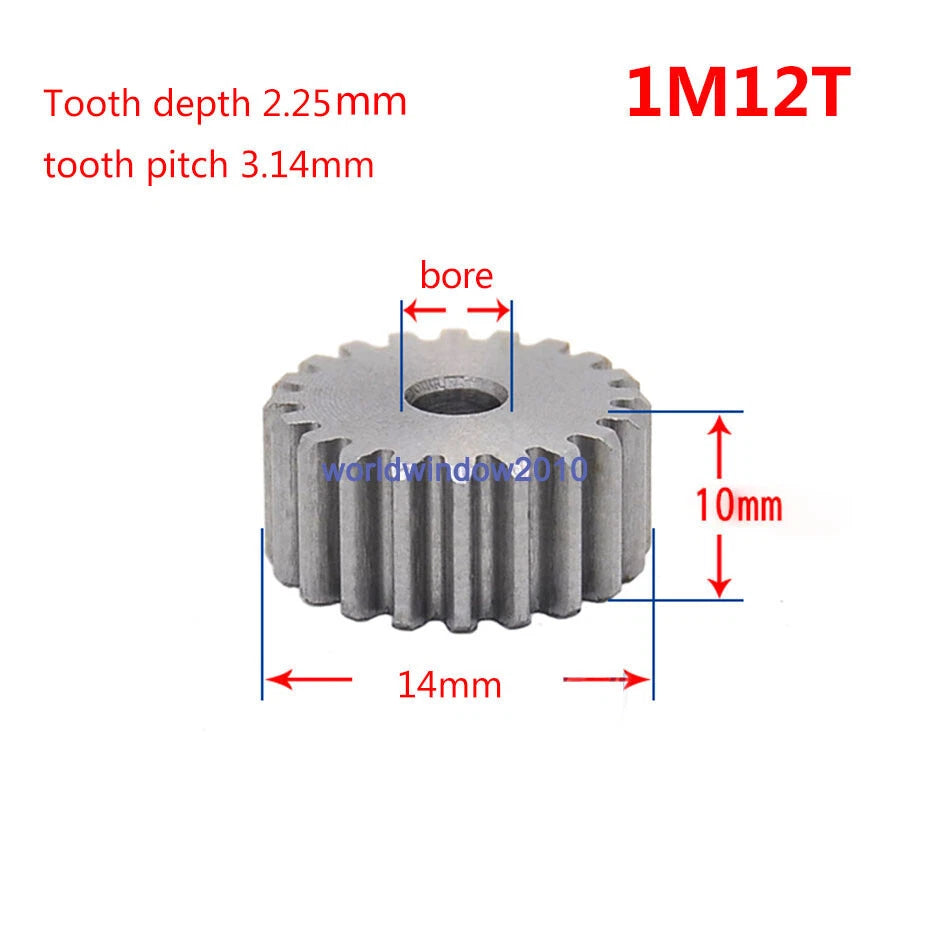 45# Steel Spur Gear 1M12T-1M100T Metal Mod 1 Pinion Gear 12-100 Tooth Moter Gear