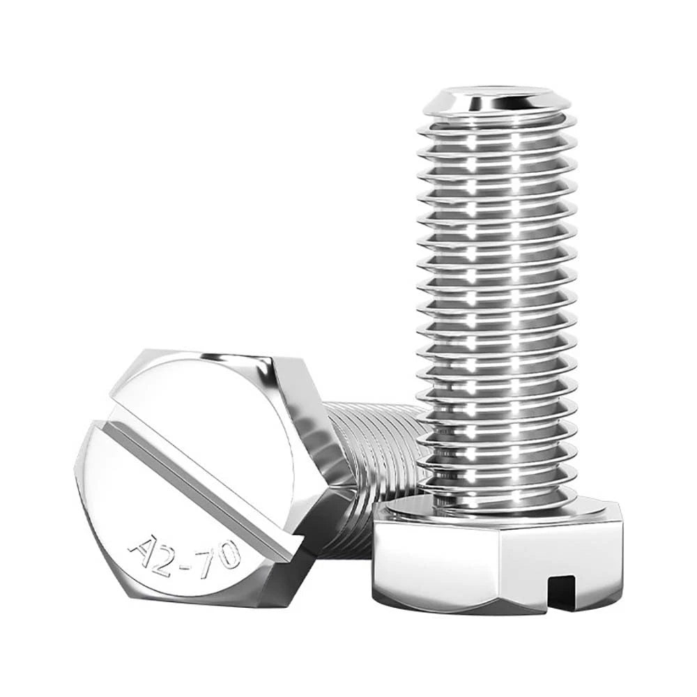 External Hex Slotted Machine Screws – A2 Stainless Steel, M4 to M16, Fully Threaded