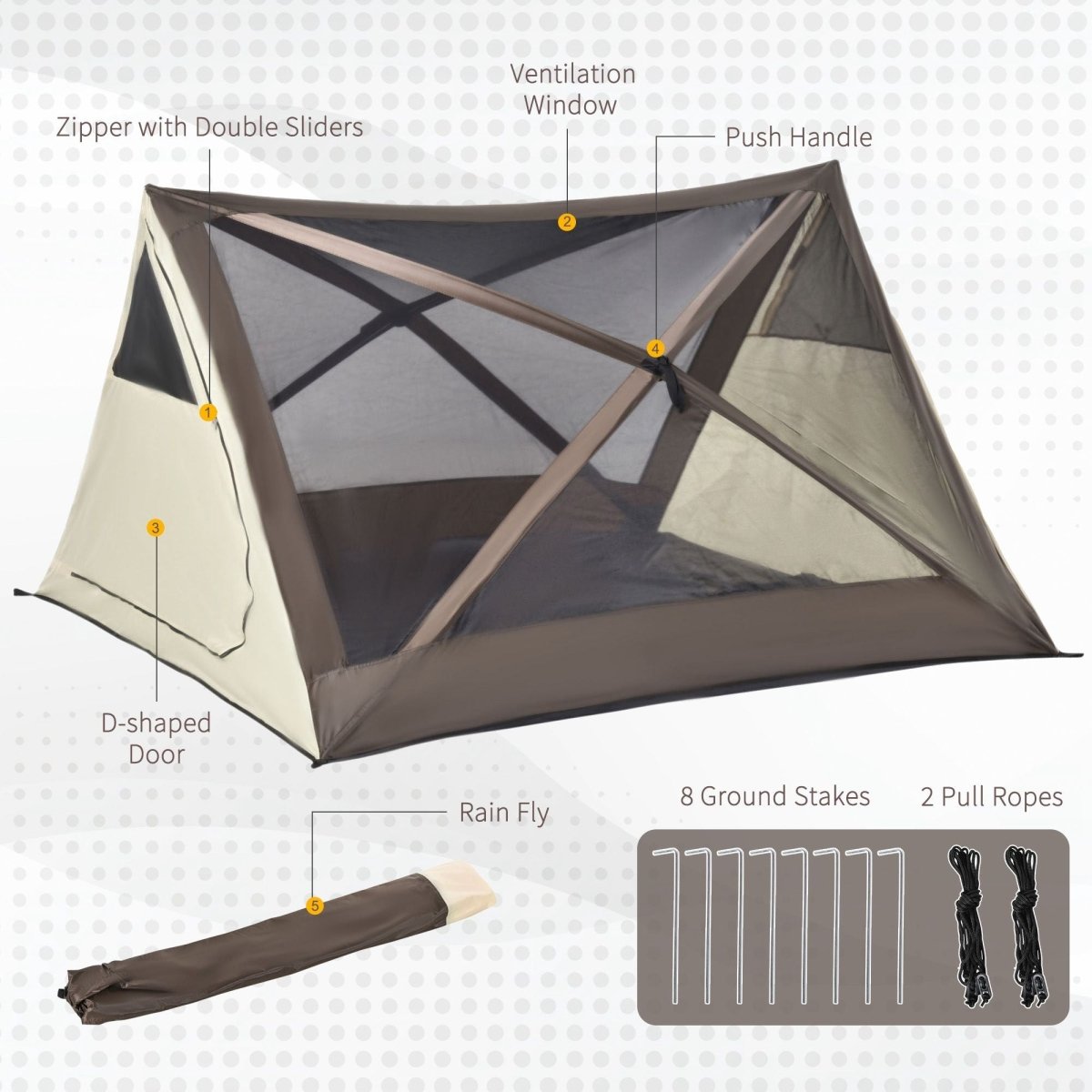 2 - 3 People Pop Up Camping Tent Waterproof Automatic Instant Tent Portable Cabana Beach Tent with Rainfly, Carry Bag, Windows and Doors, Outdoor Camping Hiking Indoor - HomeDIYer