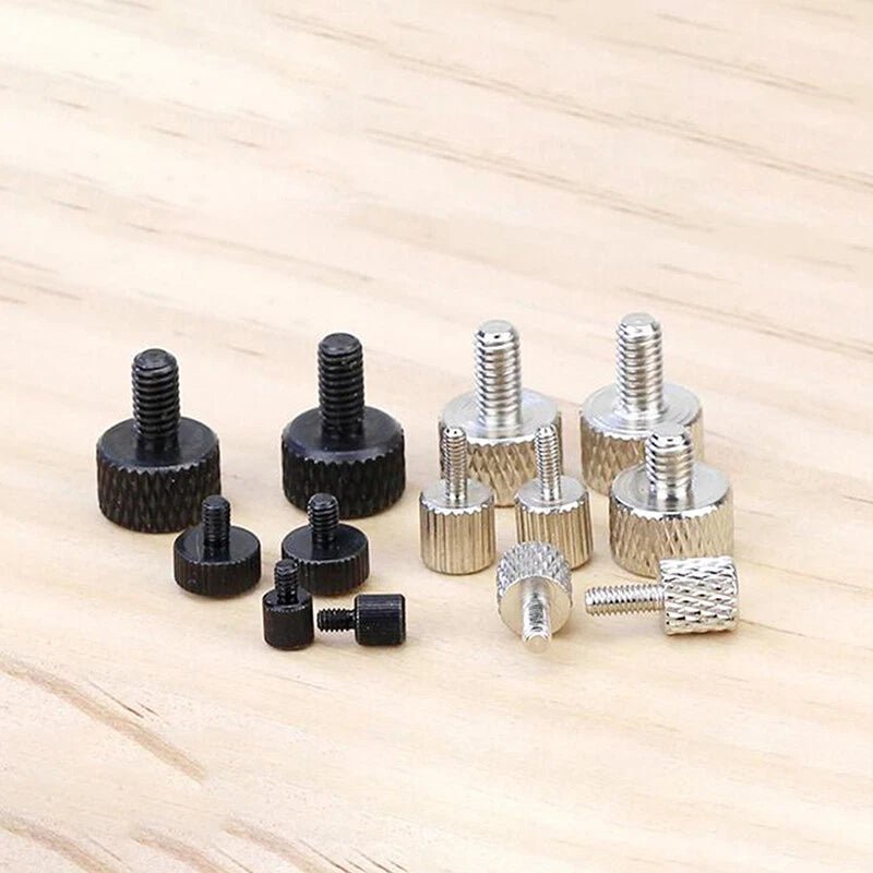 Knurled Thumb Screws Carbon Steel Round Hand Grip Knob Bolts M3 M4 Black Silver - HomeDIYer