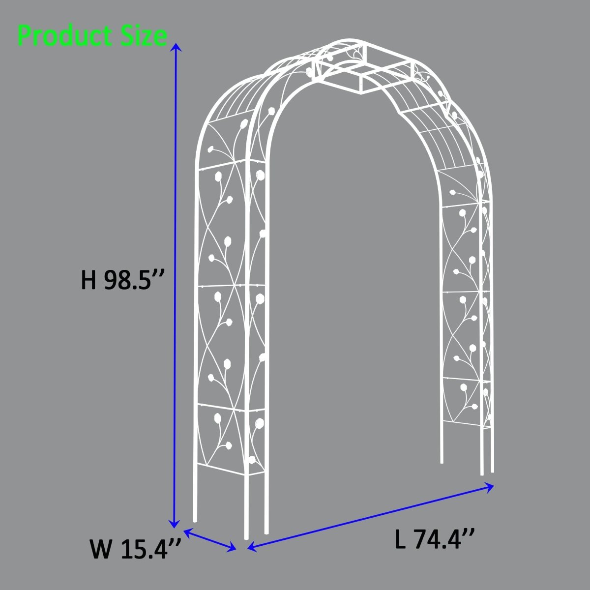 Metal Garden Arch W74.4'' x H98.4'' Garden Arbor Trellis Climbing Plants Support Rose Arch Outdoor Arch Cream White - HomeDIYer