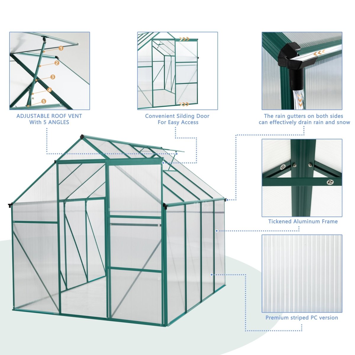 Green - 6 x 8 FT Outdoor Patio Greenhouse - HomeDIYer
