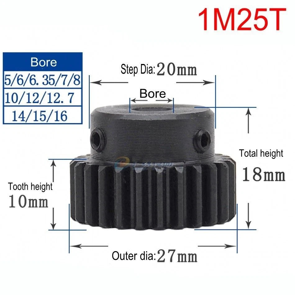 High Precision 1 Mod 10T-150T Spur Gear 45# Steel Pinion Gear With Step x 1Pcs