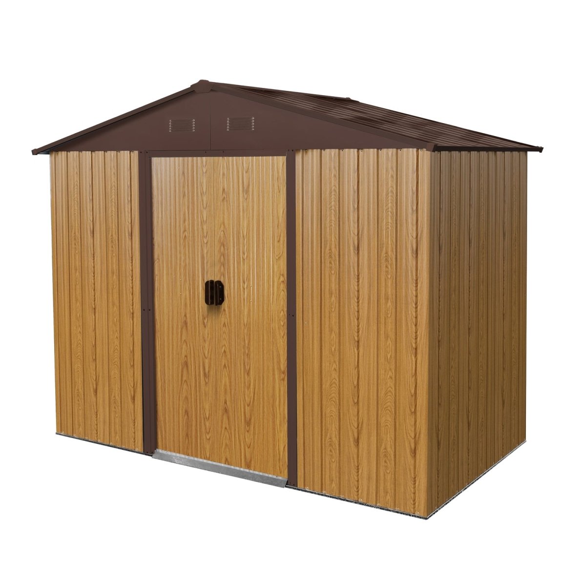 8ft x 4ft Outdoor Metal Storage Shed with Sliding Door and foundation for Backyard, Patio, Lawn (Coffee) - HomeDIYer