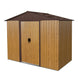 8ft x 4ft Outdoor Metal Storage Shed with Sliding Door and foundation for Backyard, Patio, Lawn (Coffee)