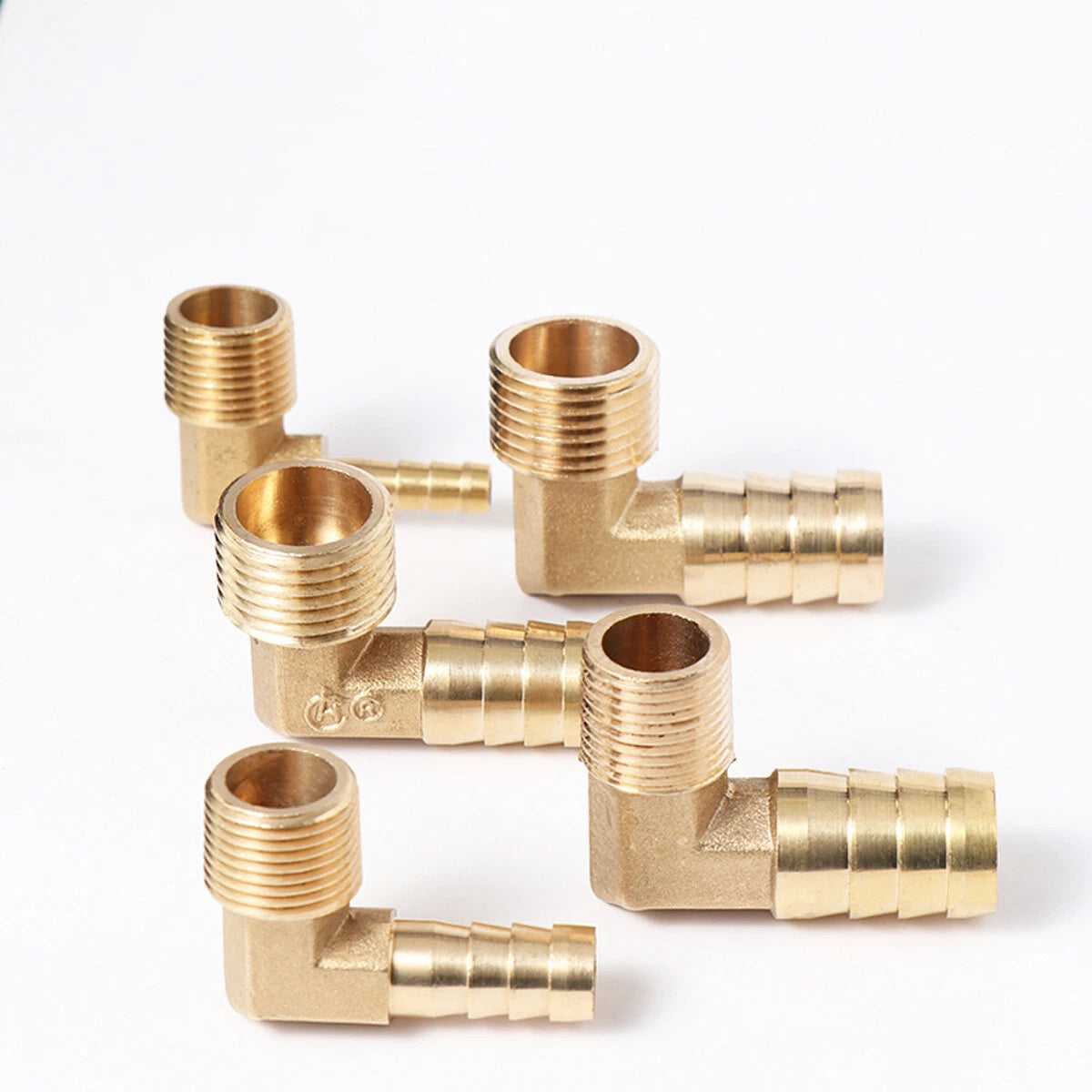 Brass 90° Elbow Barbed Hose Tail Fitting — Male & Female NPT Thread, Air Water