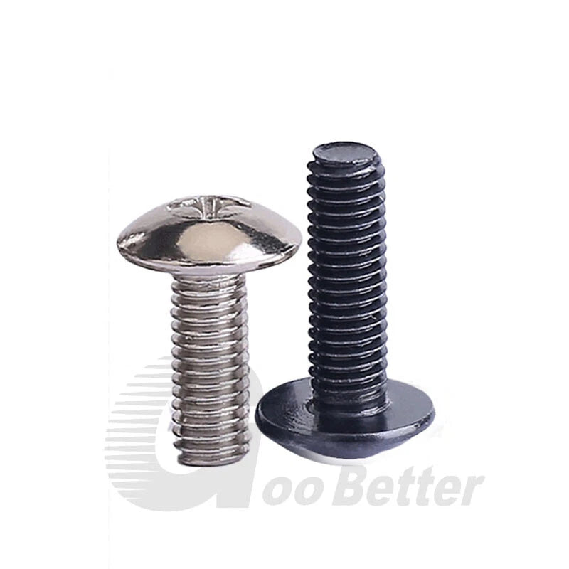 M4 M5 M6 Truss Head Phillips Screws – Carbon Steel, Nickel or Black Zinc Plated (4–50mm Lengths)