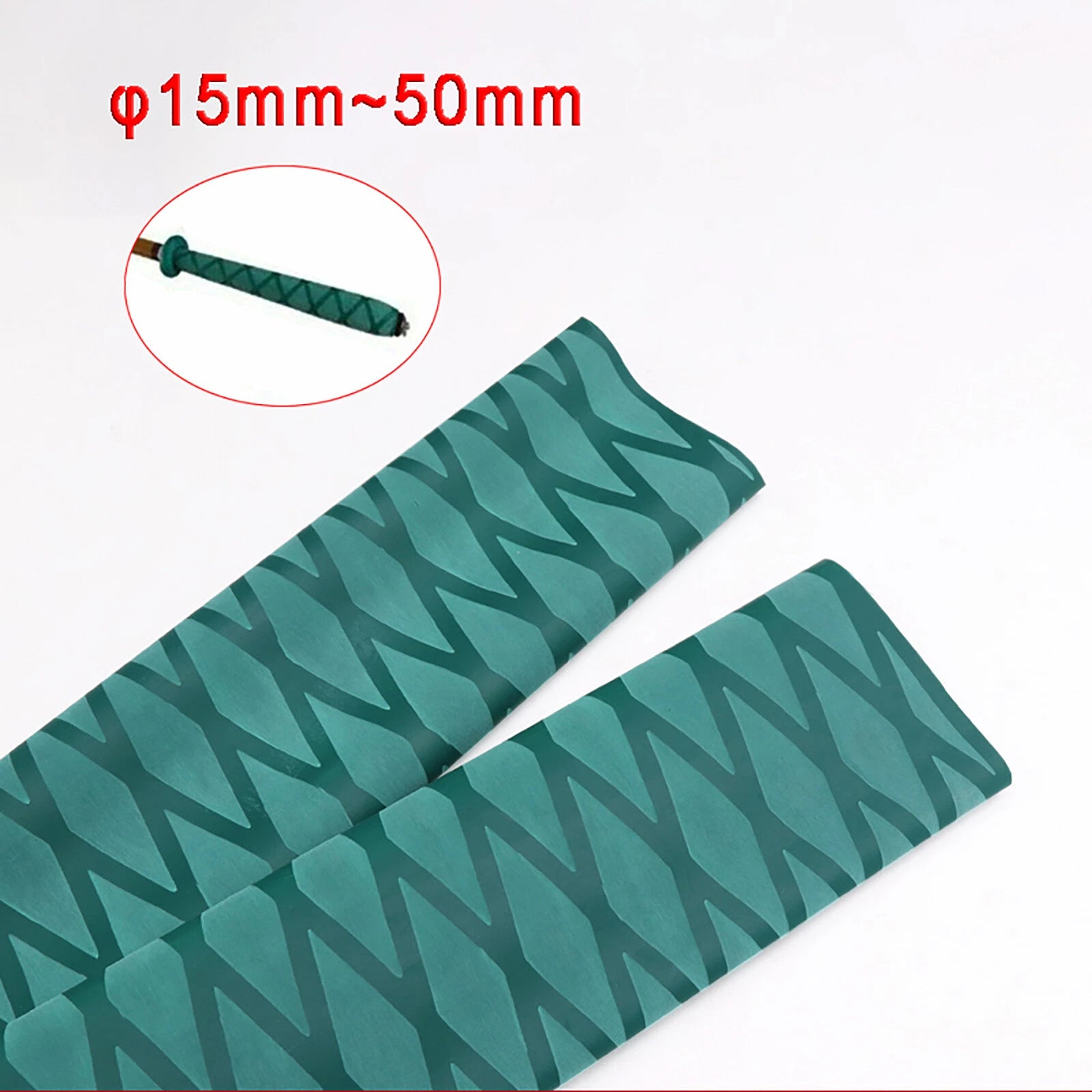Textured Heat Shrink Tubing for Fishing Rod Handles — Non-Slip Grip Sleeve, Green