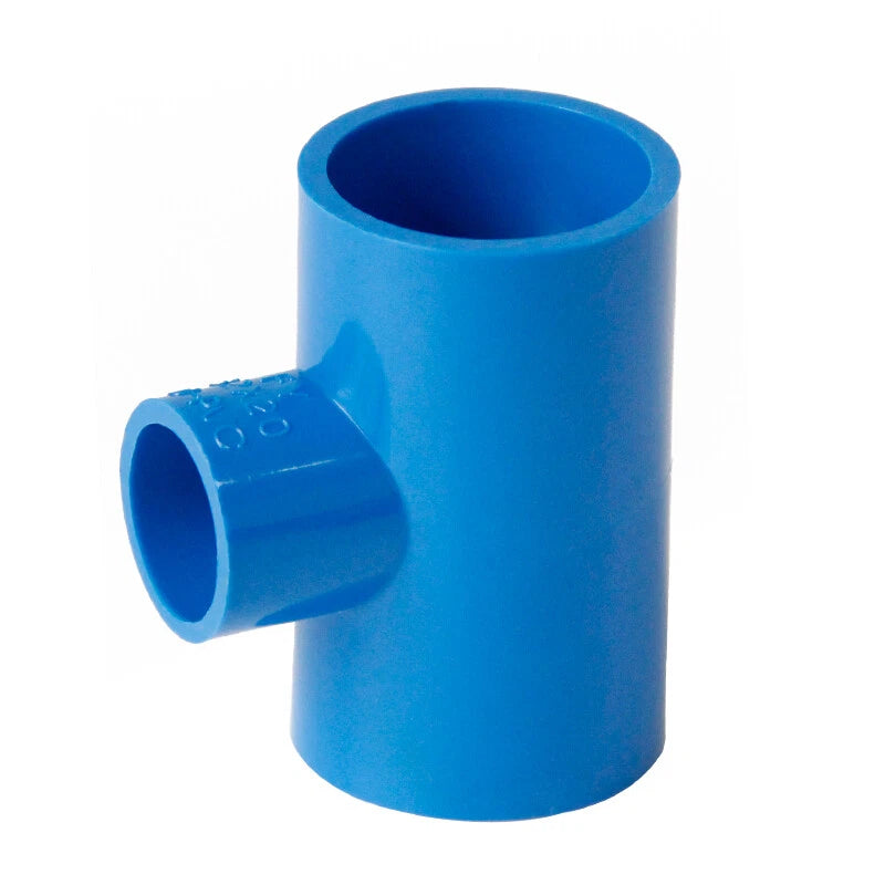 PVC Reducing Tee Pipe & Fittings Solvent Weld Pressure Adapter Connector Blue