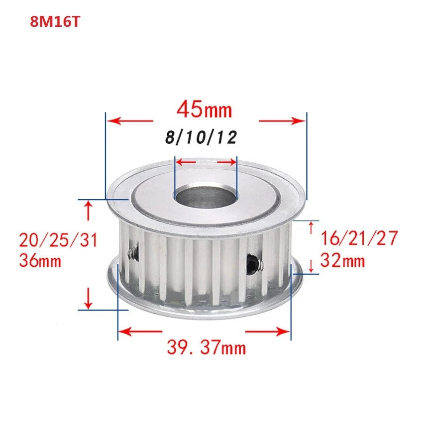 HTD-8M 15-40T Timing Pulley Pitch 8mm Synchronous Wheel Width 16/21/27/32mm