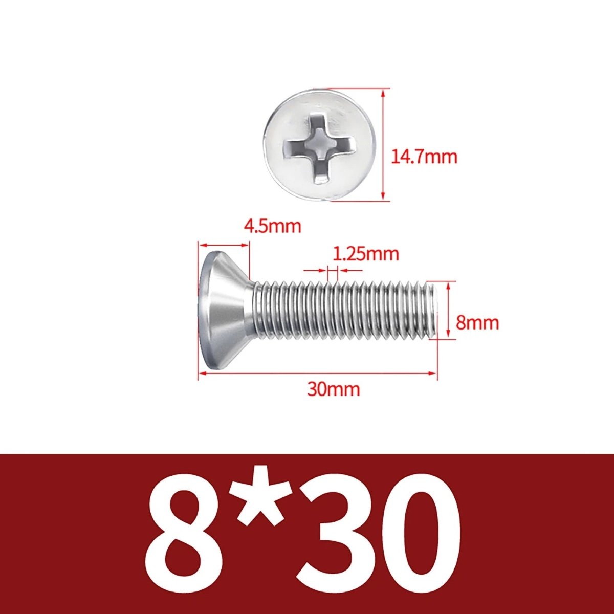 M3–M10 Phillips Countersunk Machine Screws – A2 Stainless Steel, Flat Head, Fully Threaded (3–100mm Overall Length) - HomeDIYer