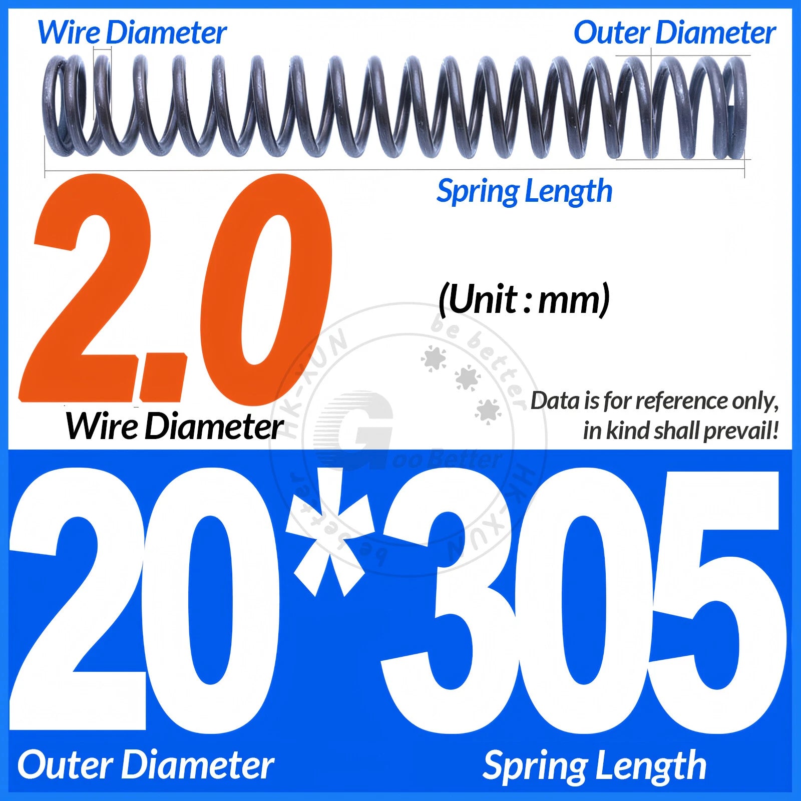 Length 305mm Compression Spring Pressure Springs OD 3-60mm Wire Dia 0.3mm-6.0mm