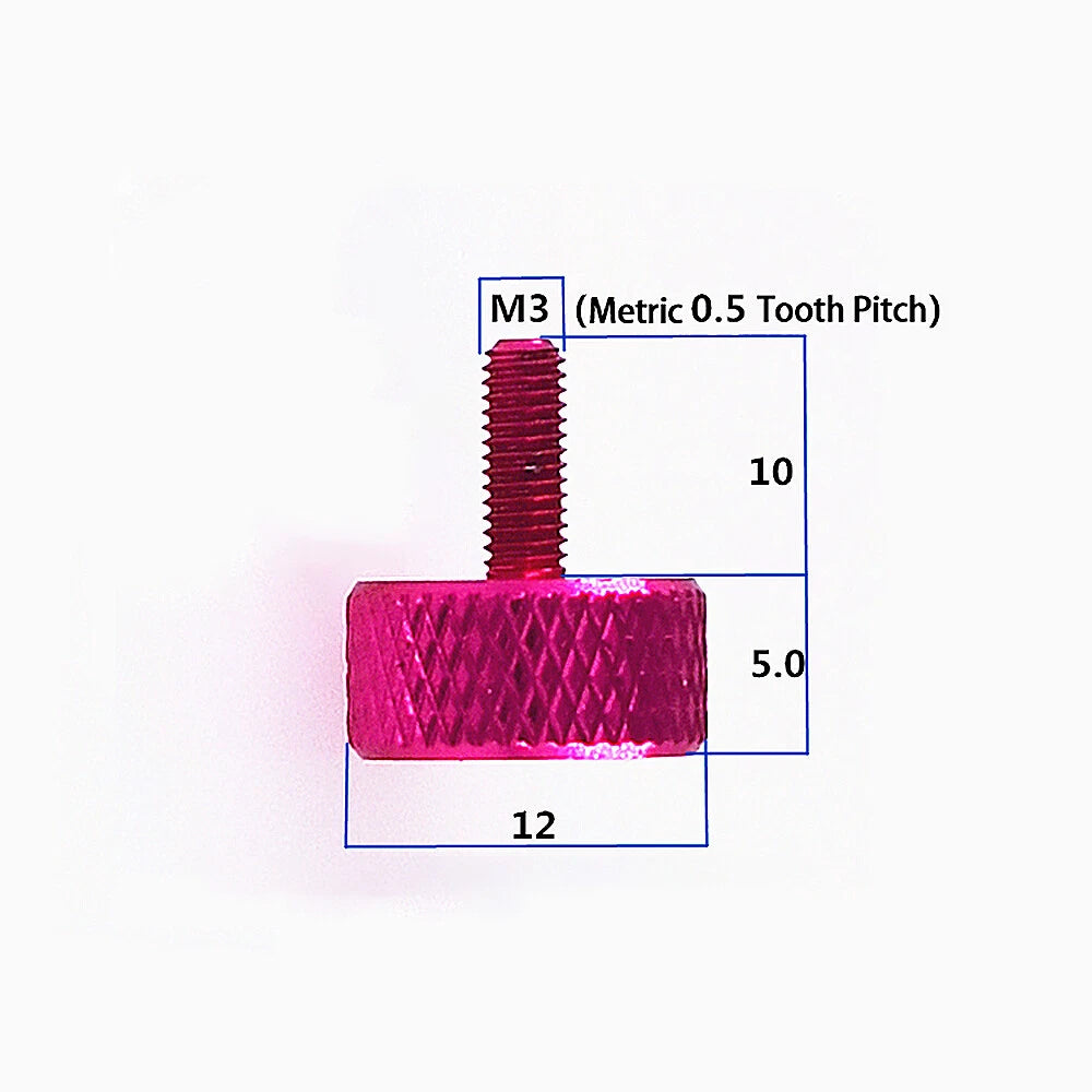 M3 Aluminum Knurled Thumb Screws – Flat Head, Anodized Colors, 6/8/10mm