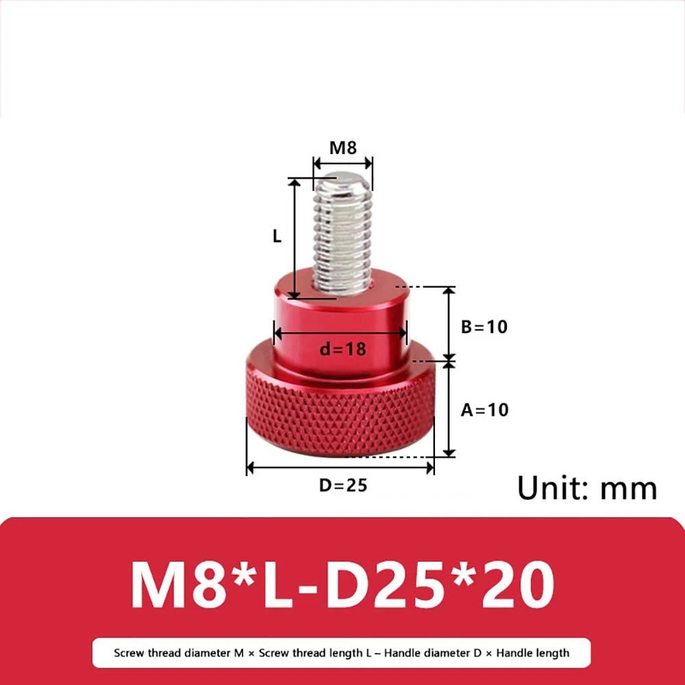 M6 M10 Knurled Thumb Screws Hand Grip Knob Bolt Stainless Steel & Aluminum Alloy